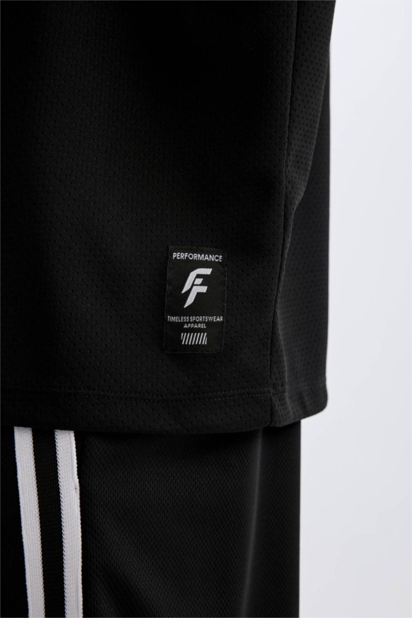 MAN Black Defacto Fit Oversize Fit Crew Neck Sports Printed T-Shirt