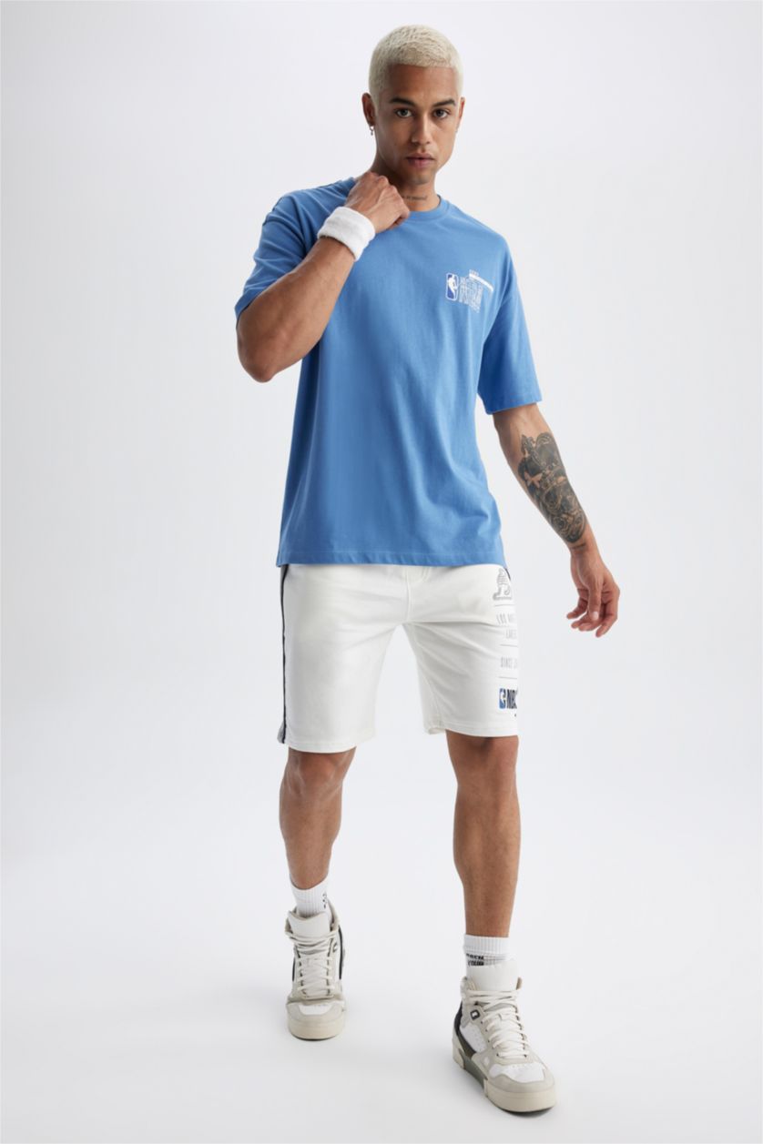 MAN Dark Blue Defacto Fit NBA Licensed Oversize Fit Crew Neck T-Shirt