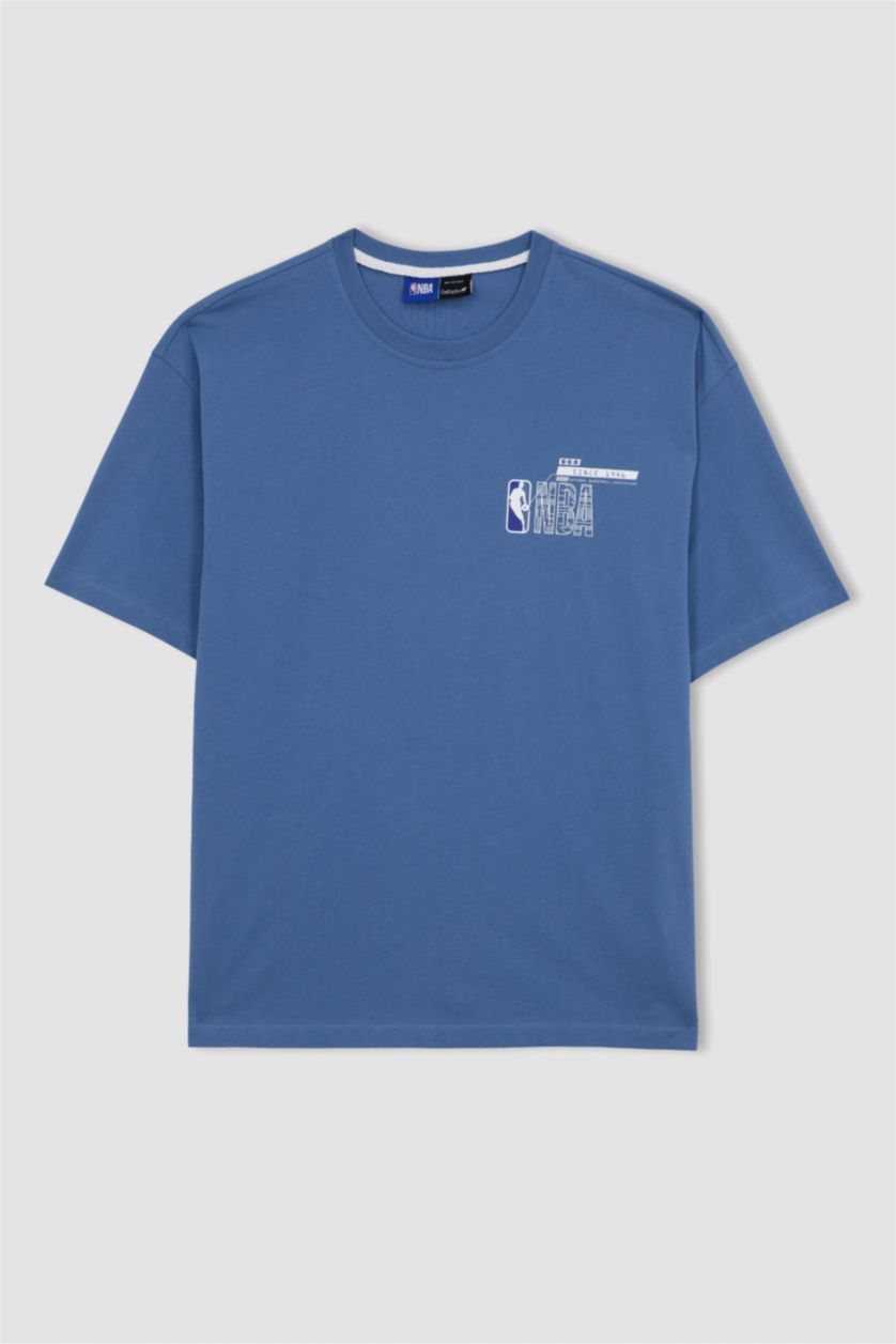 MAN Dark Blue Defacto Fit NBA Licensed Oversize Fit Crew Neck T-Shirt