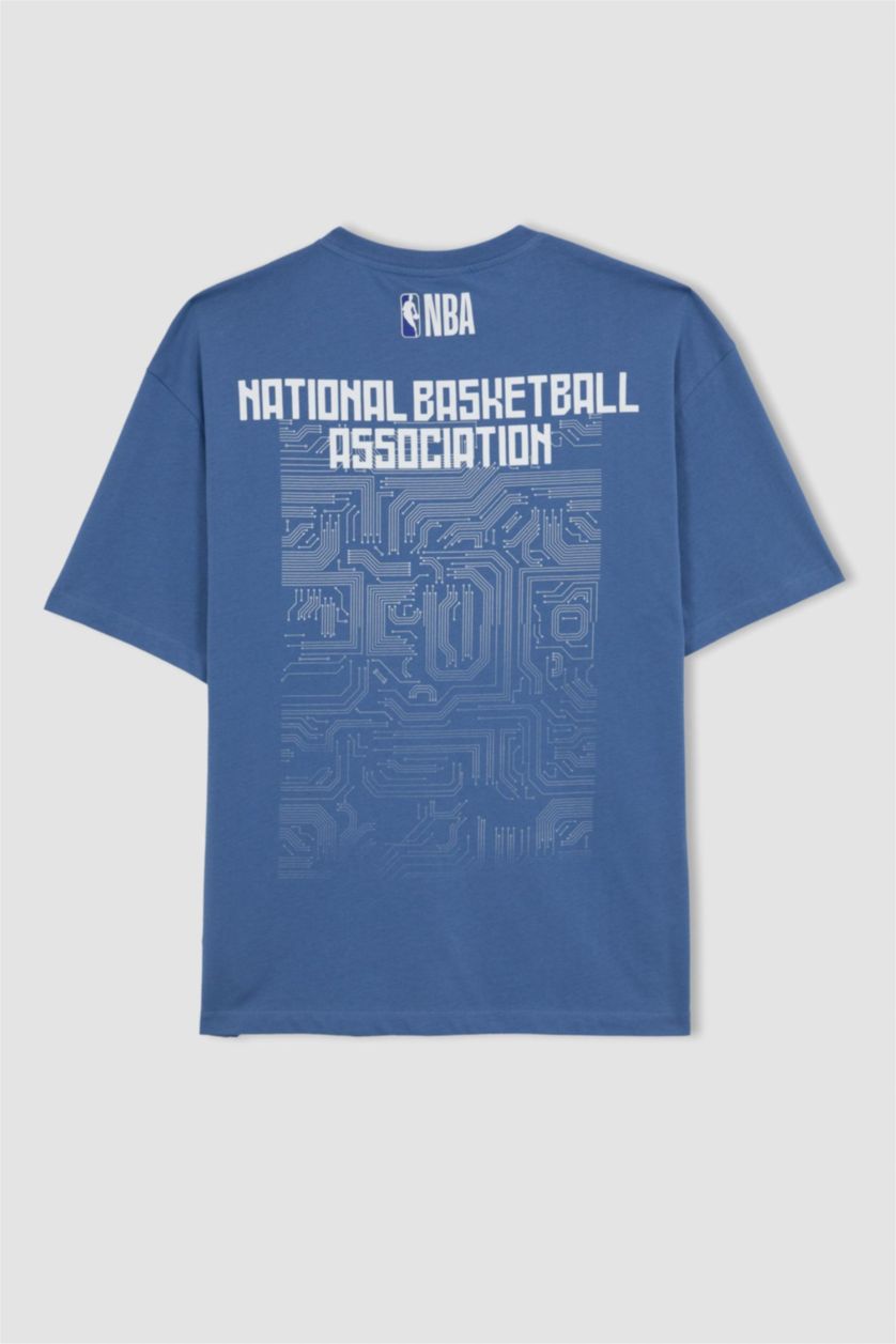 MAN Dark Blue Defacto Fit NBA Licensed Oversize Fit Crew Neck T-Shirt