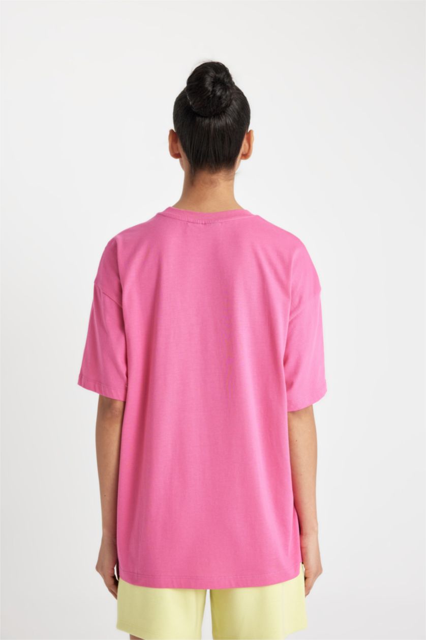 Women Pink Oversize Fit Short Sleeve T-Shirt