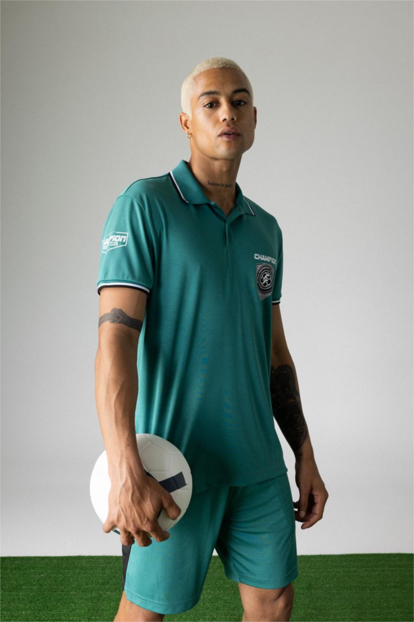 رجالي أخضر تيشيرت بولو رياضي قصة عادية