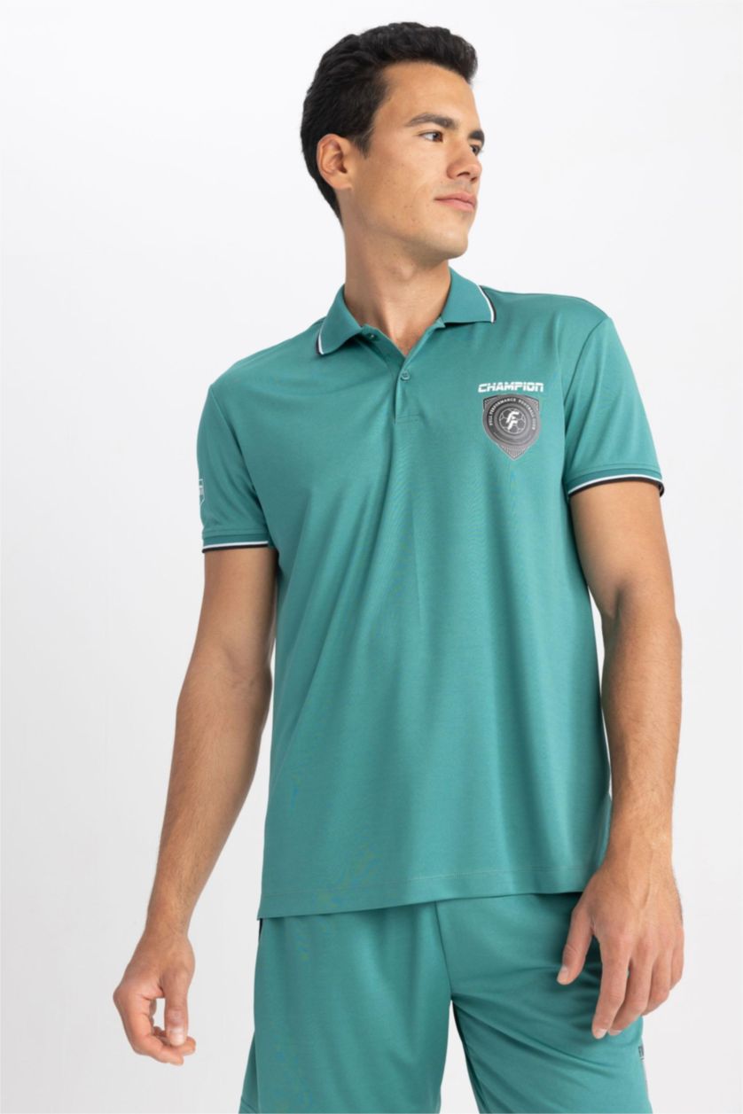 رجالي أخضر تيشيرت بولو رياضي قصة عادية
