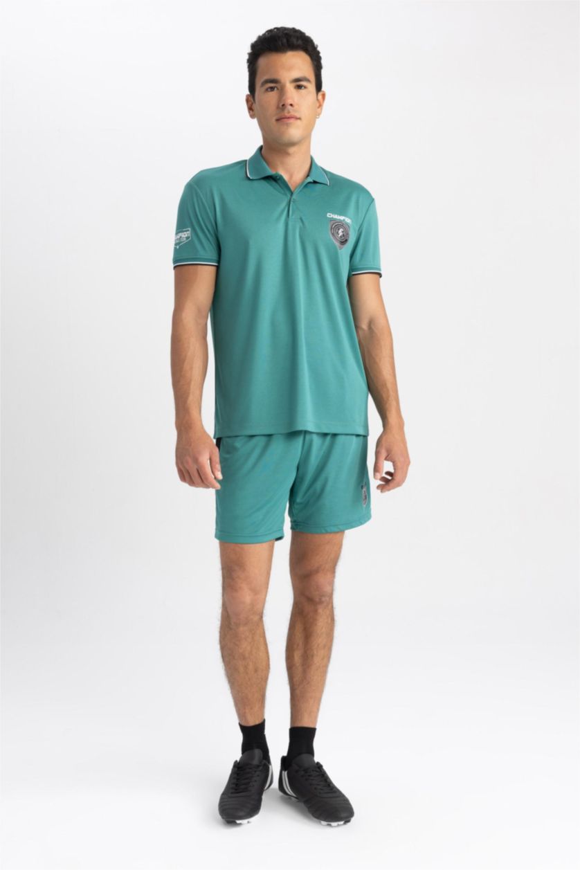 رجالي أخضر تيشيرت بولو رياضي قصة عادية