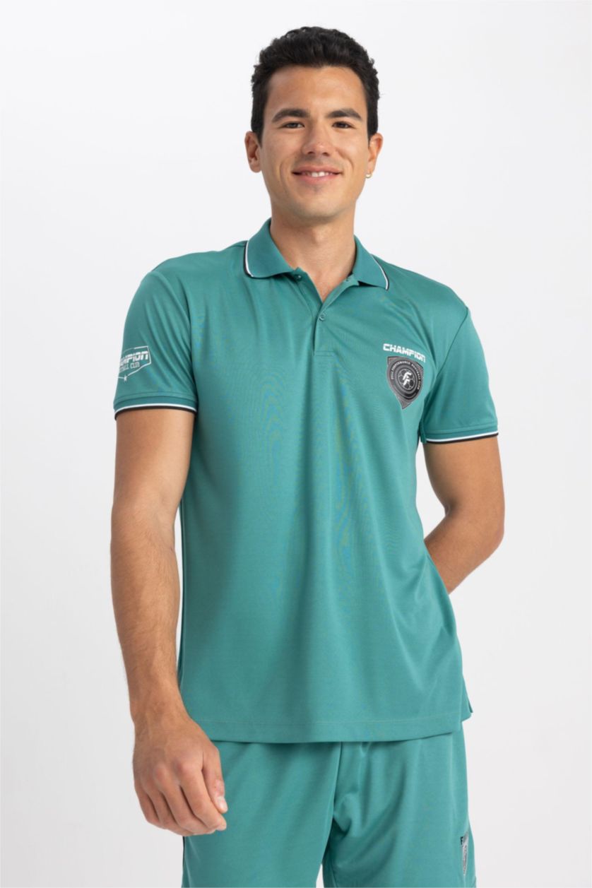 رجالي أخضر تيشيرت بولو رياضي قصة عادية