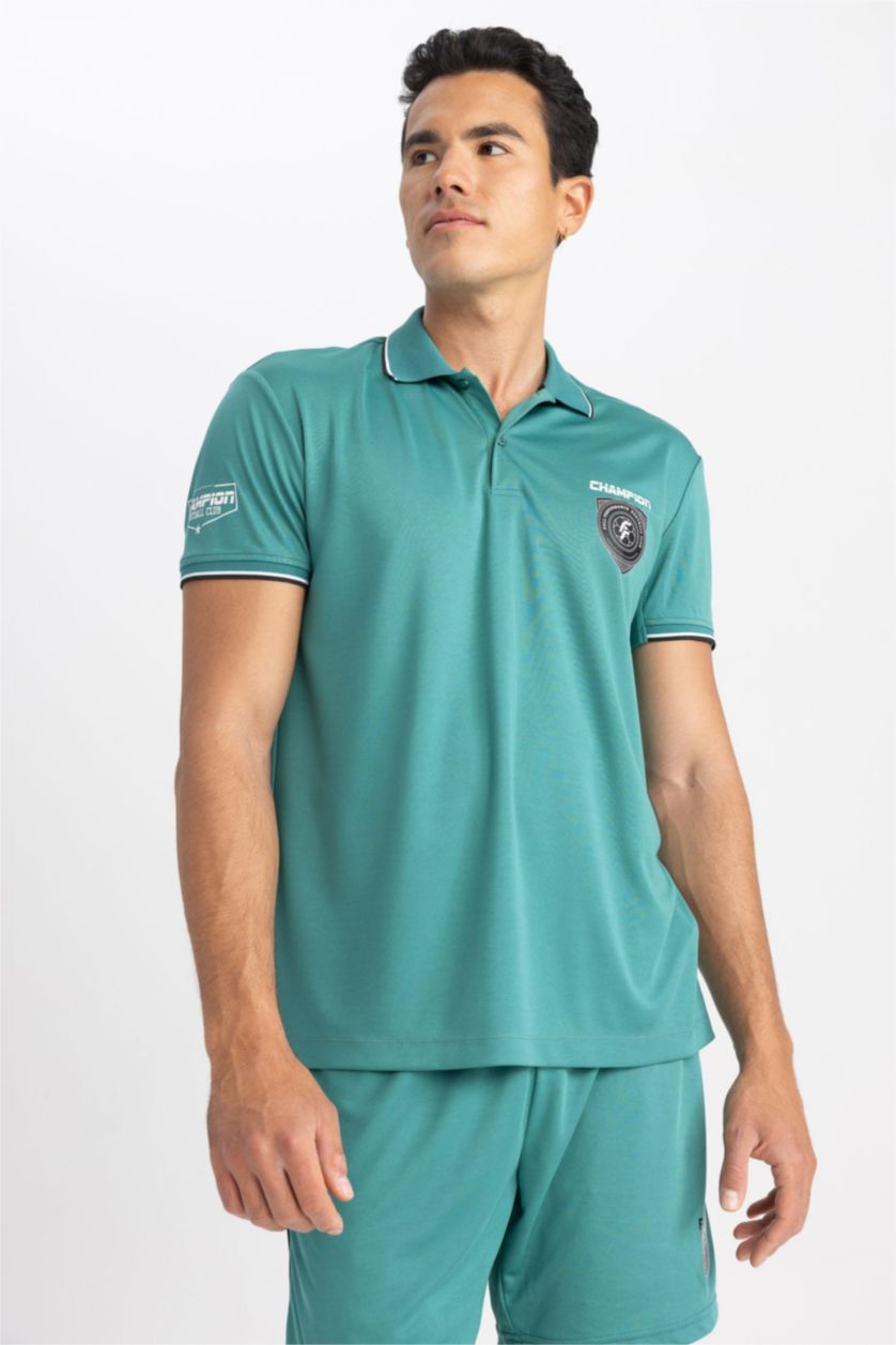 رجالي أخضر تيشيرت بولو رياضي قصة عادية