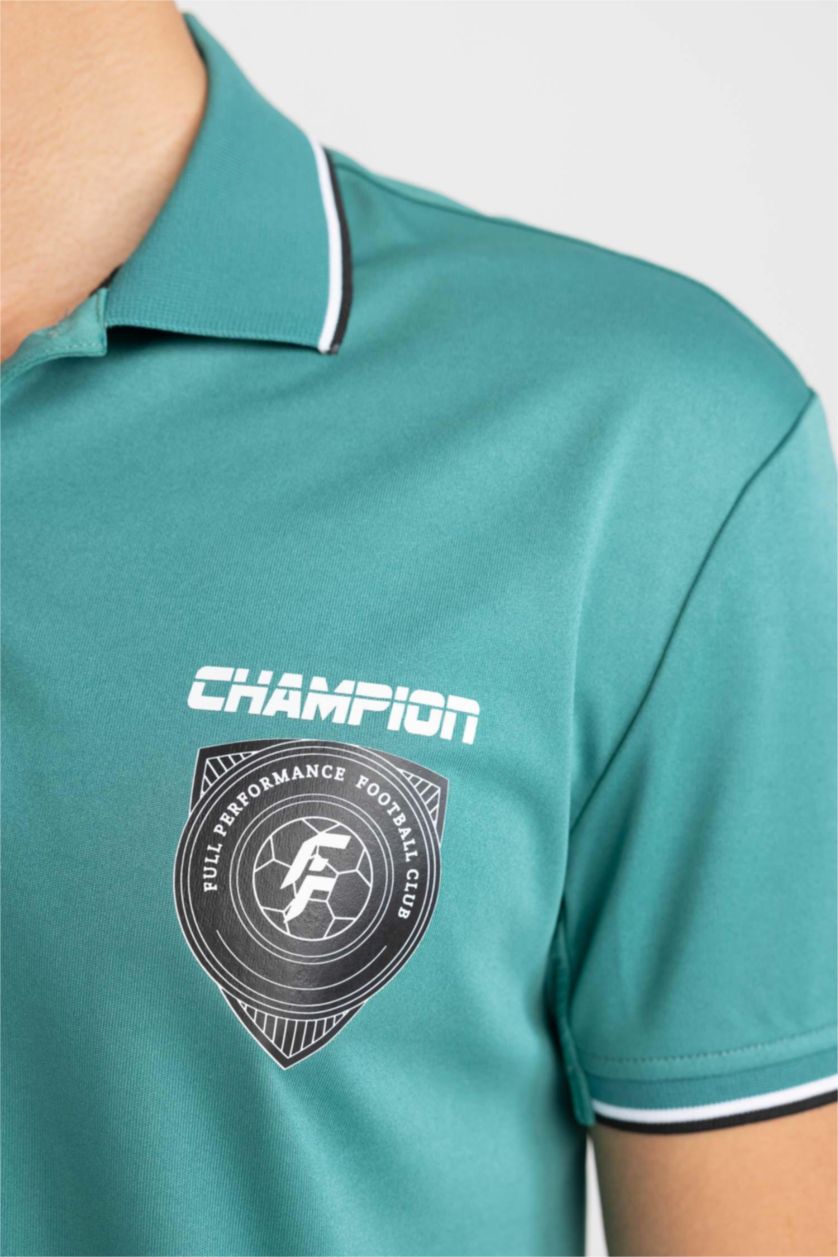 رجالي أخضر تيشيرت بولو رياضي قصة عادية