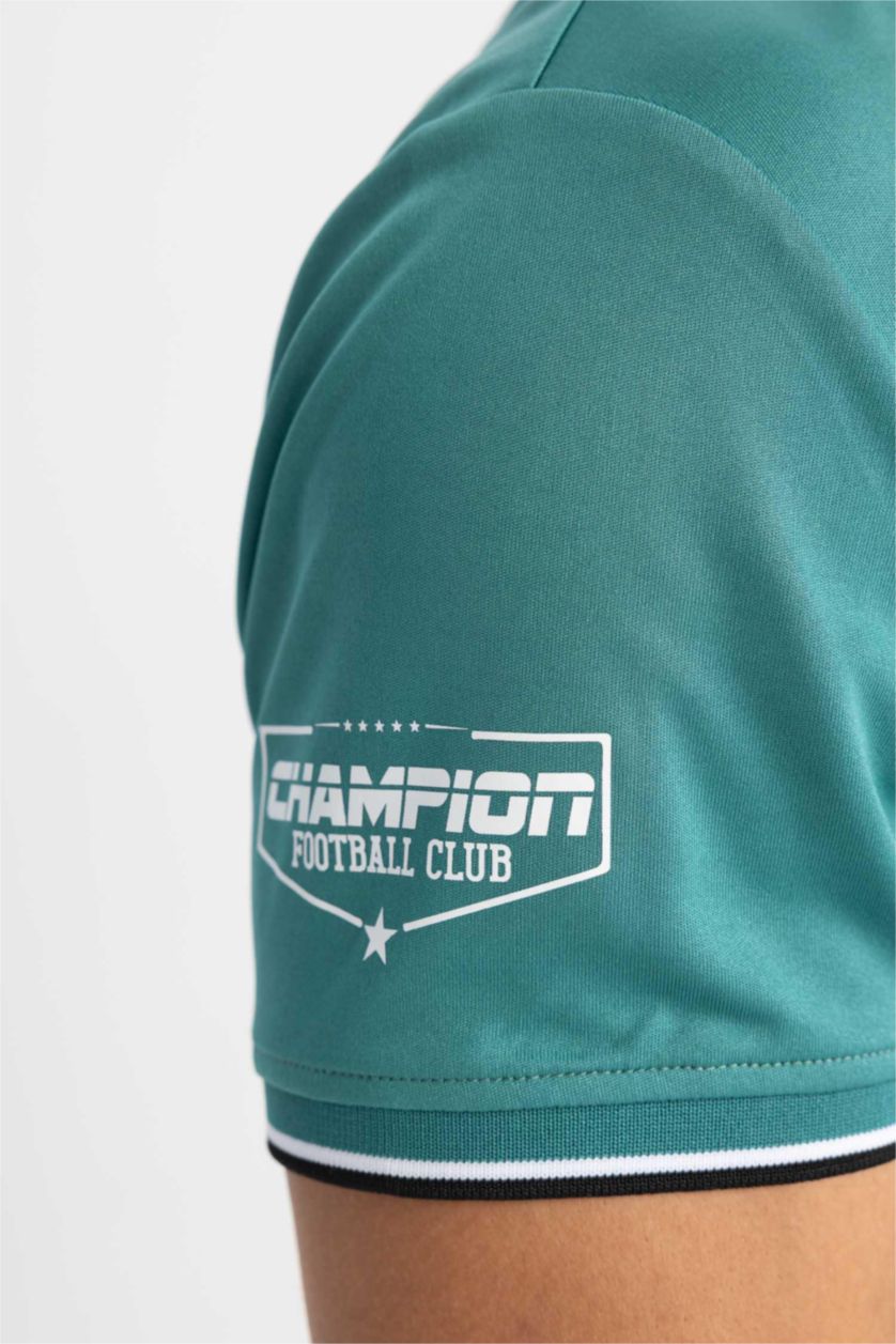 رجالي أخضر تيشيرت بولو رياضي قصة عادية