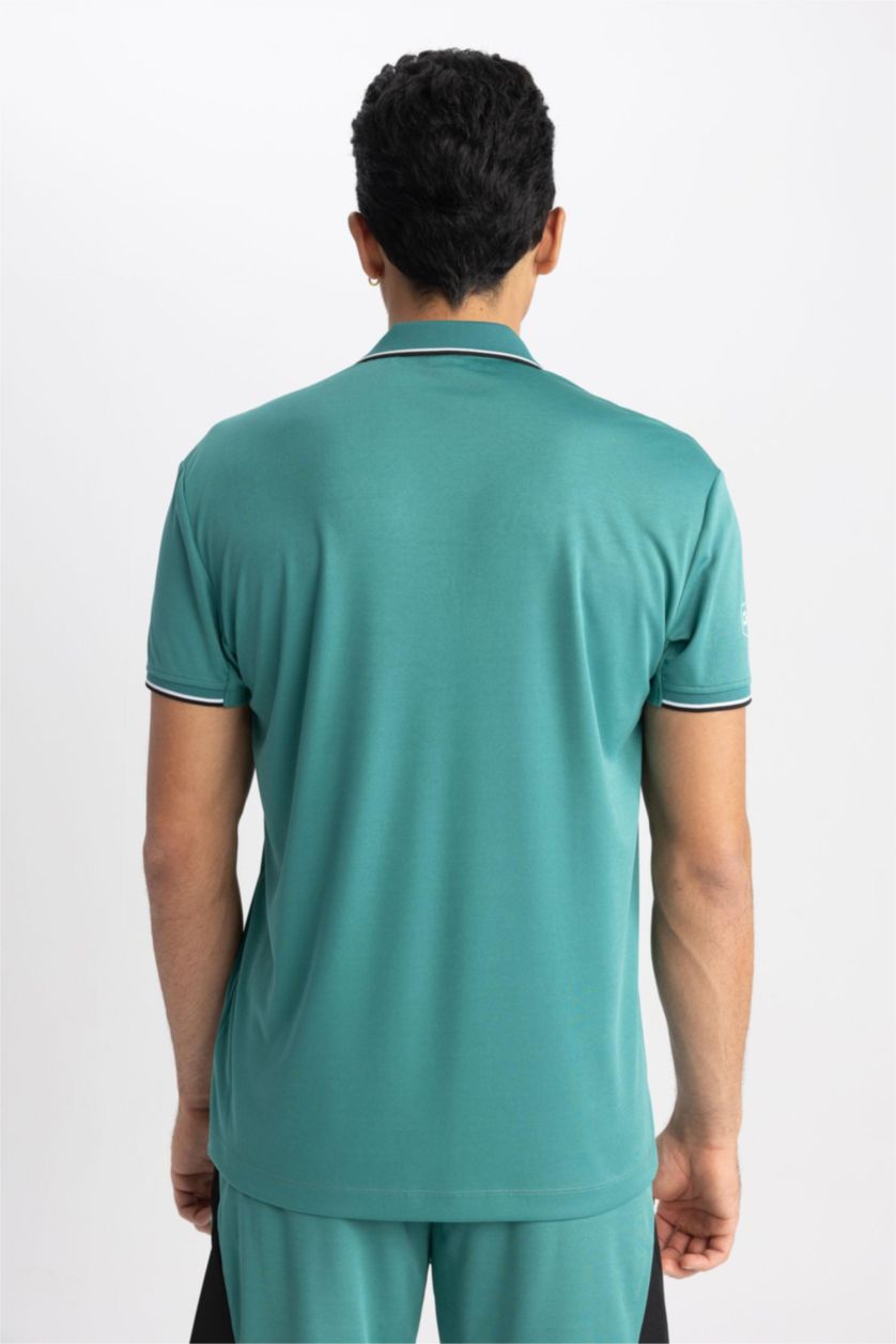 رجالي أخضر تيشيرت بولو رياضي قصة عادية