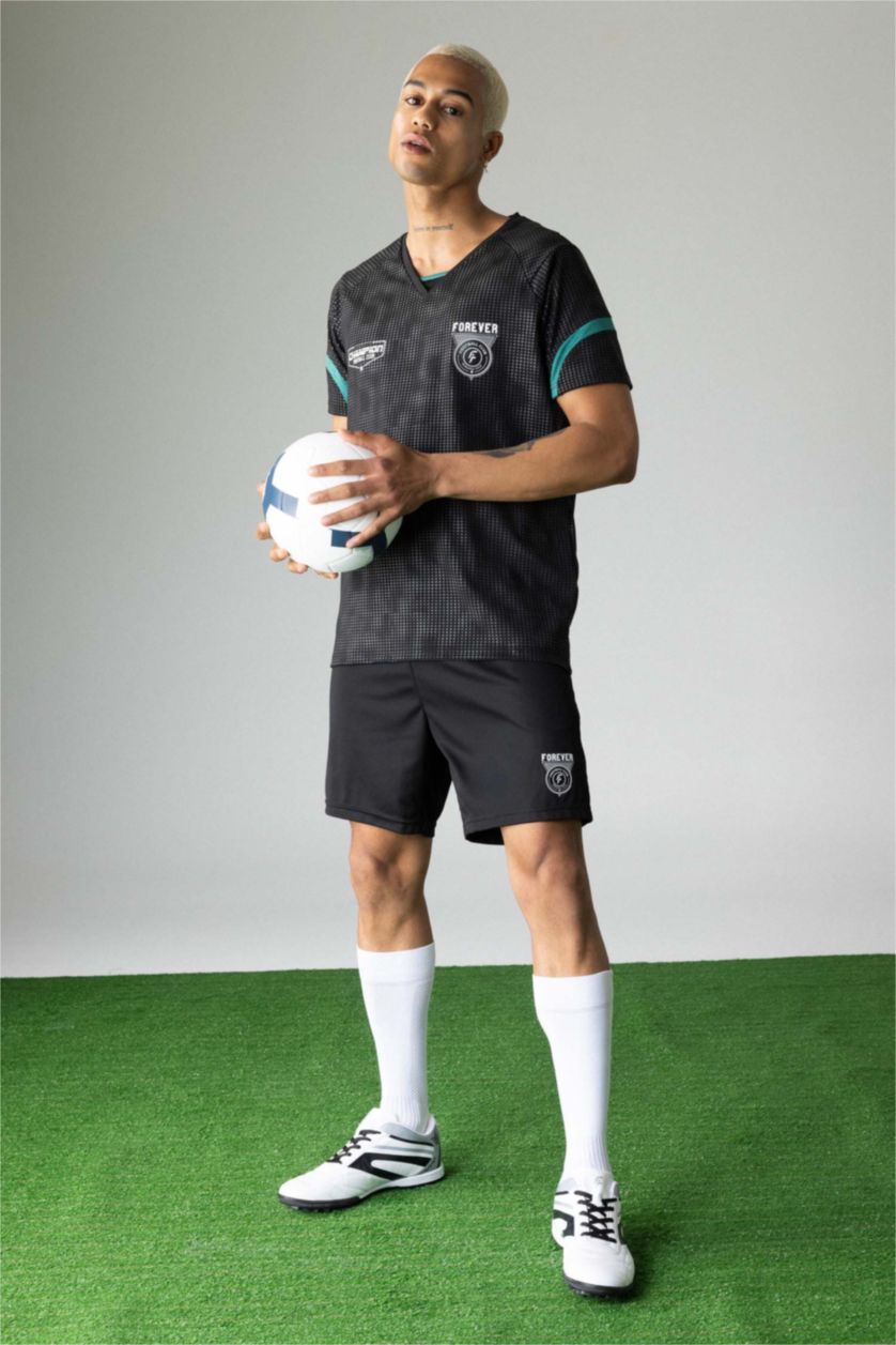 MAN Black DeFactoFit Slim Fit Sports Shorts