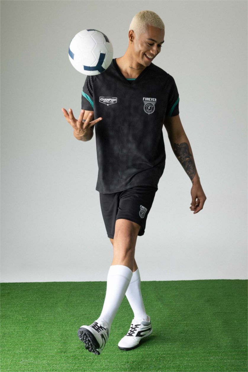 MAN Black DeFactoFit Slim Fit Sports Shorts