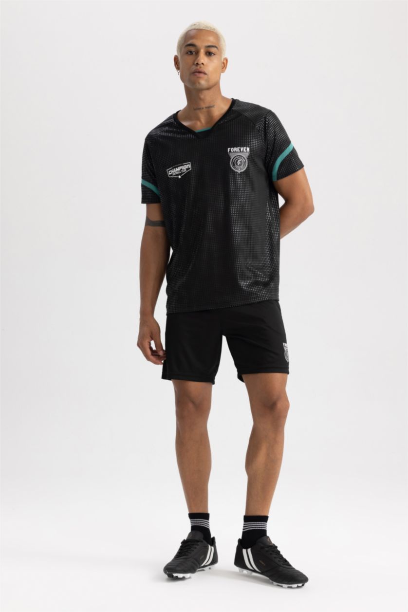MAN Black DeFactoFit Slim Fit Sports Shorts