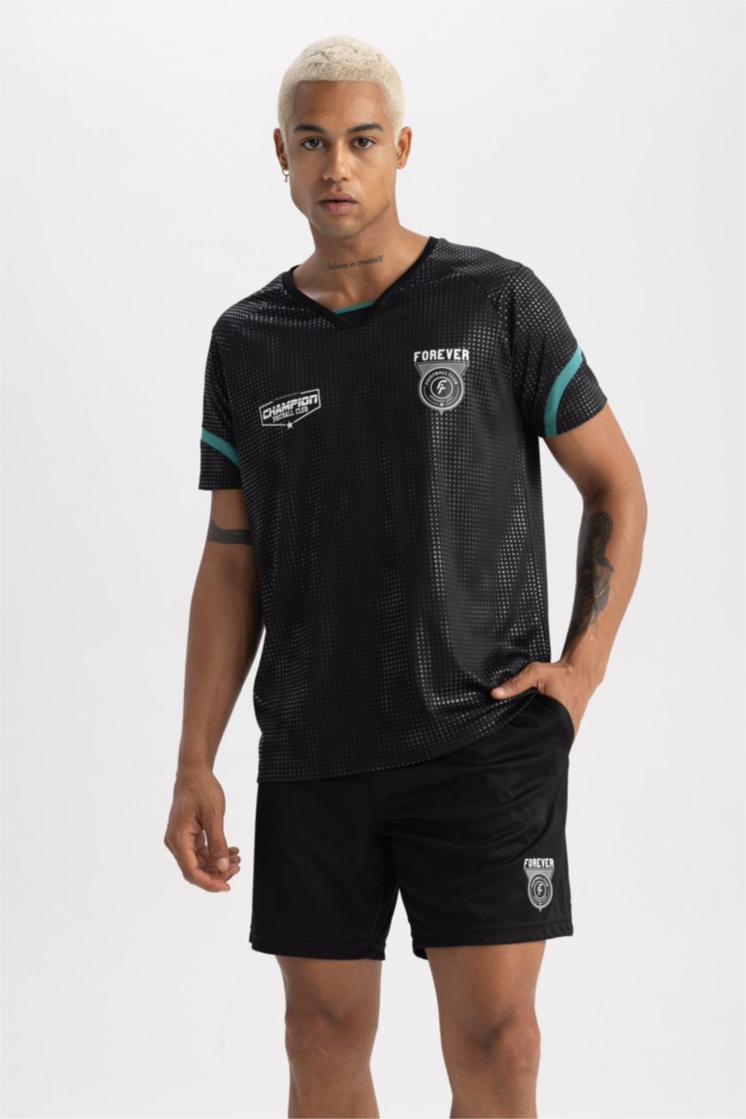 MAN Black DeFactoFit Slim Fit Sports Shorts