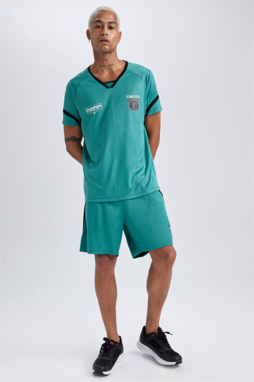 MAN Green Slim Fit Short Leg Shorts