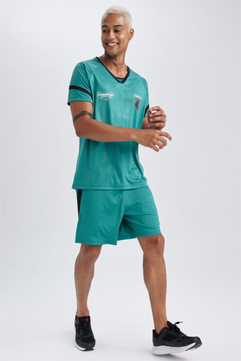 MAN Green Slim Fit Short Leg Shorts