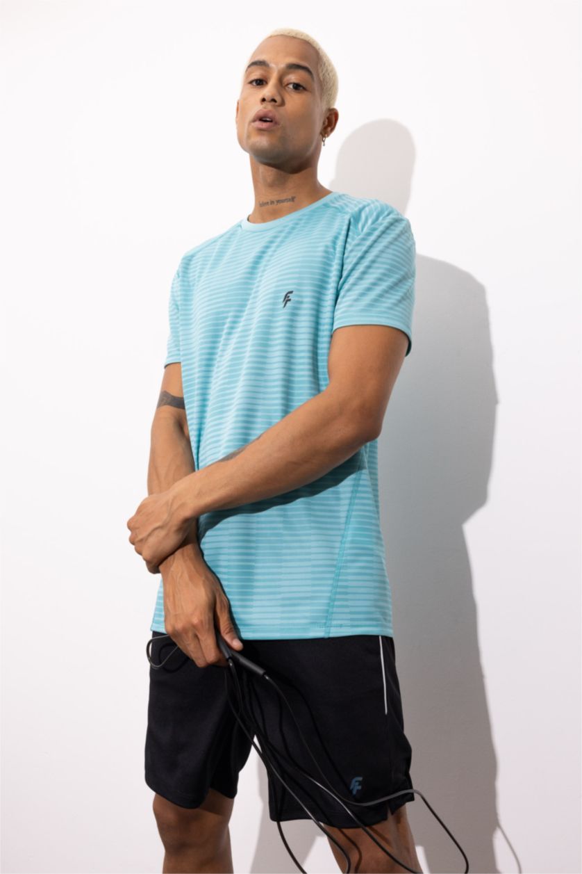 MAN Blue DeFactoFit Standard Fit Crew Neck T-Shirt