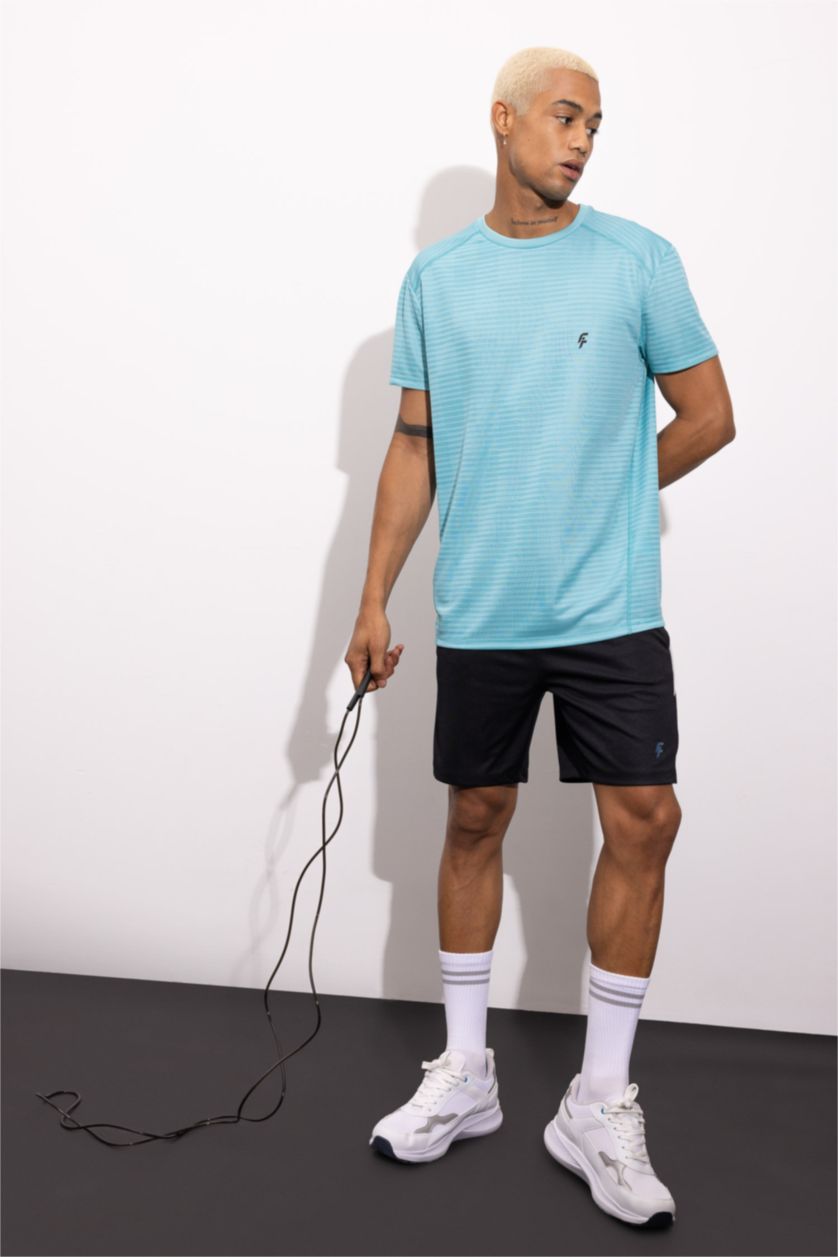 MAN Blue DeFactoFit Standard Fit Crew Neck T-Shirt