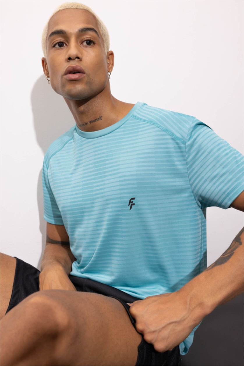 MAN Blue DeFactoFit Standard Fit Crew Neck T-Shirt