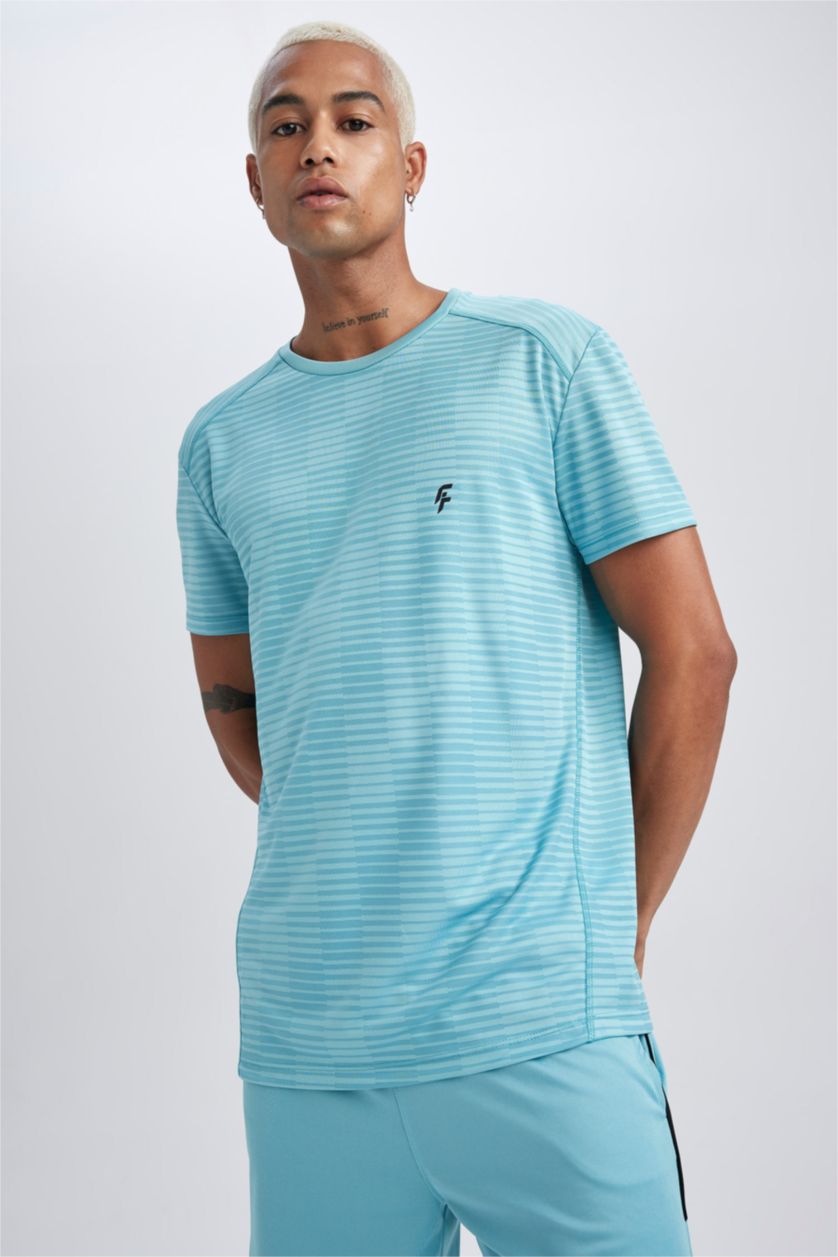 MAN Blue DeFactoFit Standard Fit Crew Neck T-Shirt