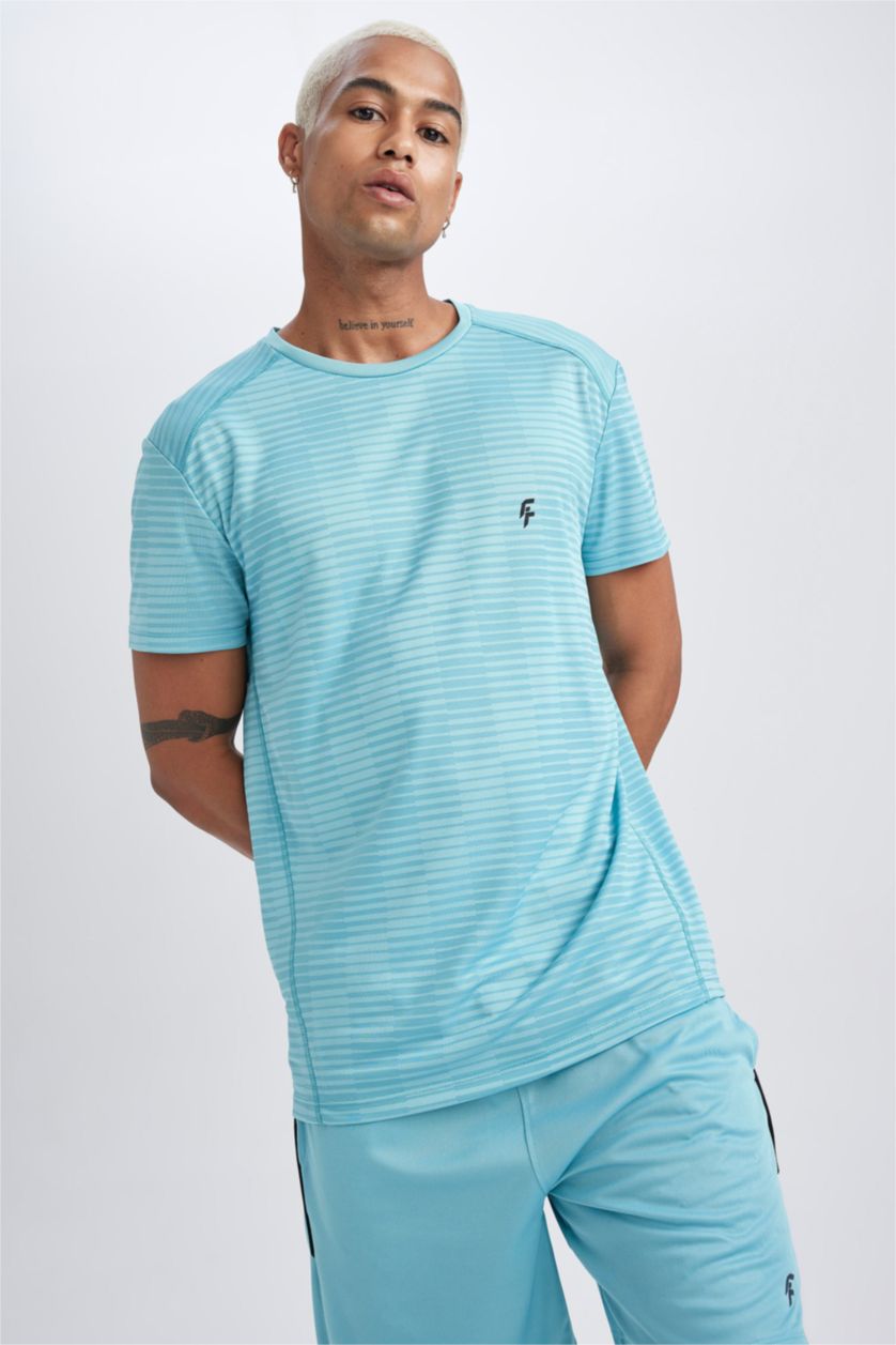 MAN Blue DeFactoFit Standard Fit Crew Neck T-Shirt