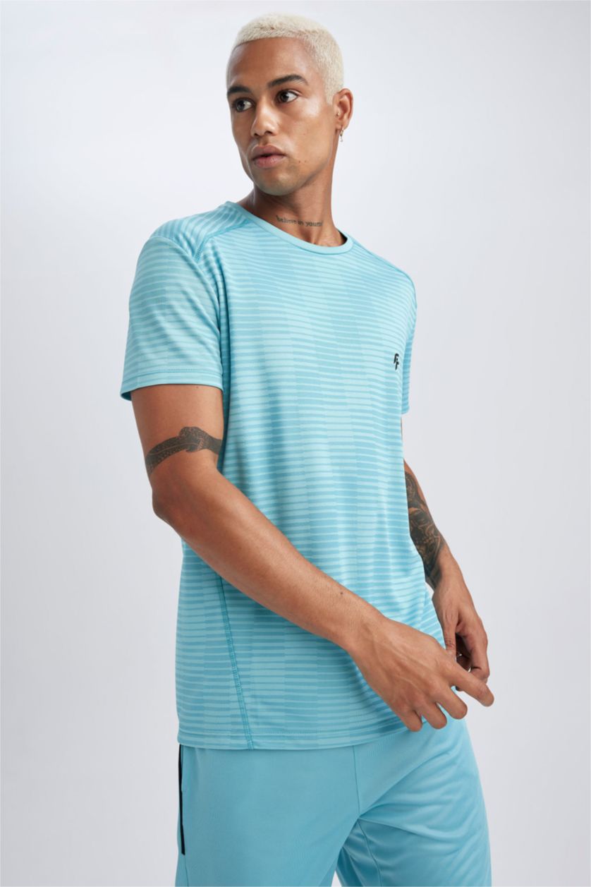 MAN Blue DeFactoFit Standard Fit Crew Neck T-Shirt