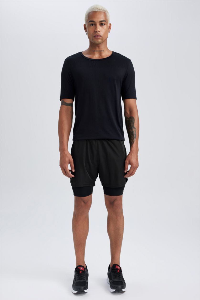 HOMME Noir Short Coupe slim raccourcie Ourlet court