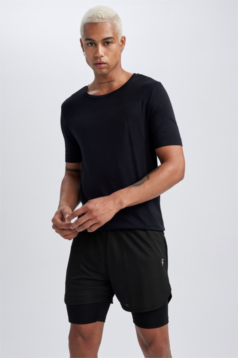 HOMME Noir Short Coupe slim raccourcie Ourlet court