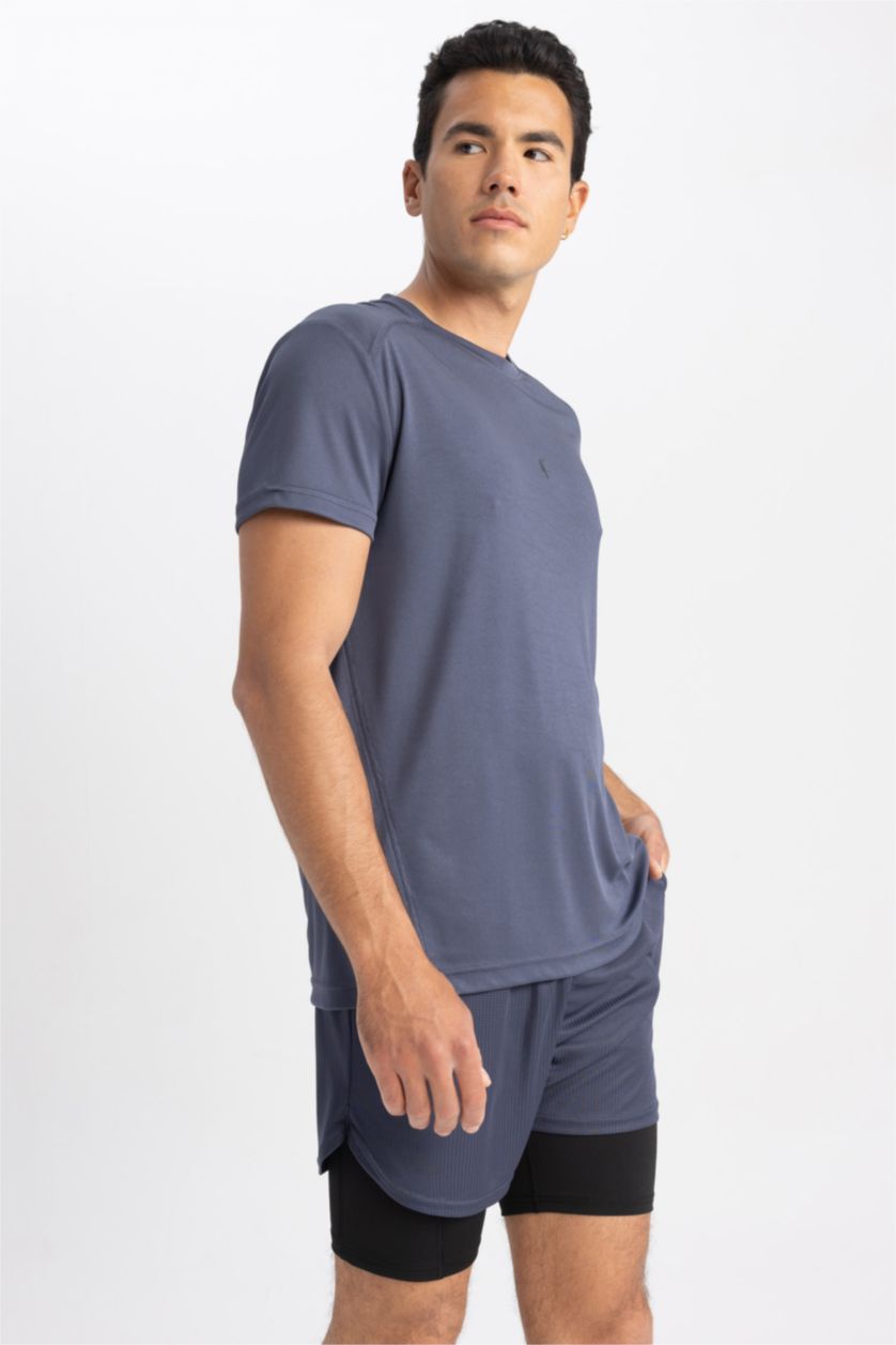 Erkek İndigo DeFactoFit Slim Fit Taytlı Spor Şort