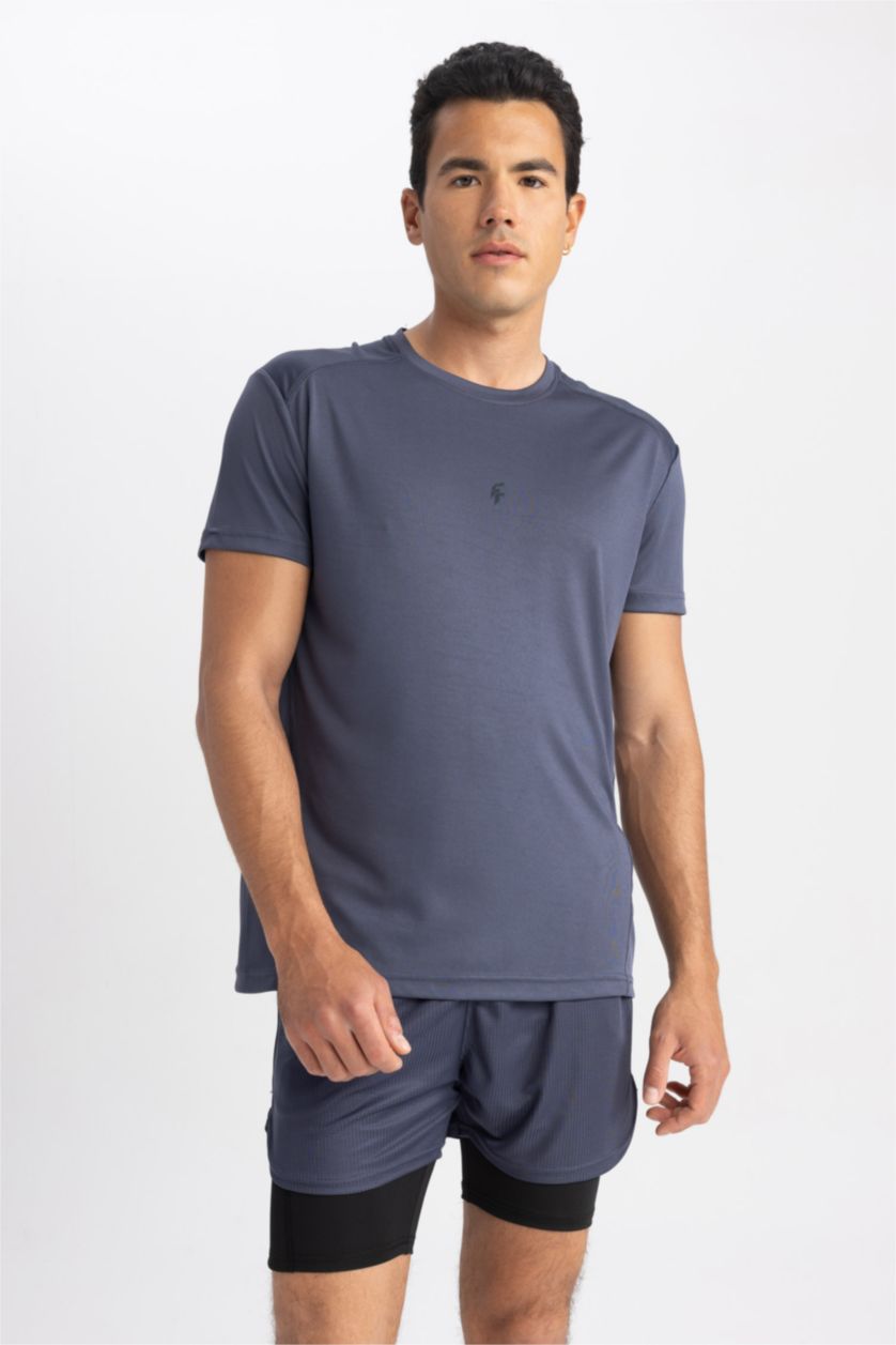 Erkek İndigo DeFactoFit Slim Fit Taytlı Spor Şort