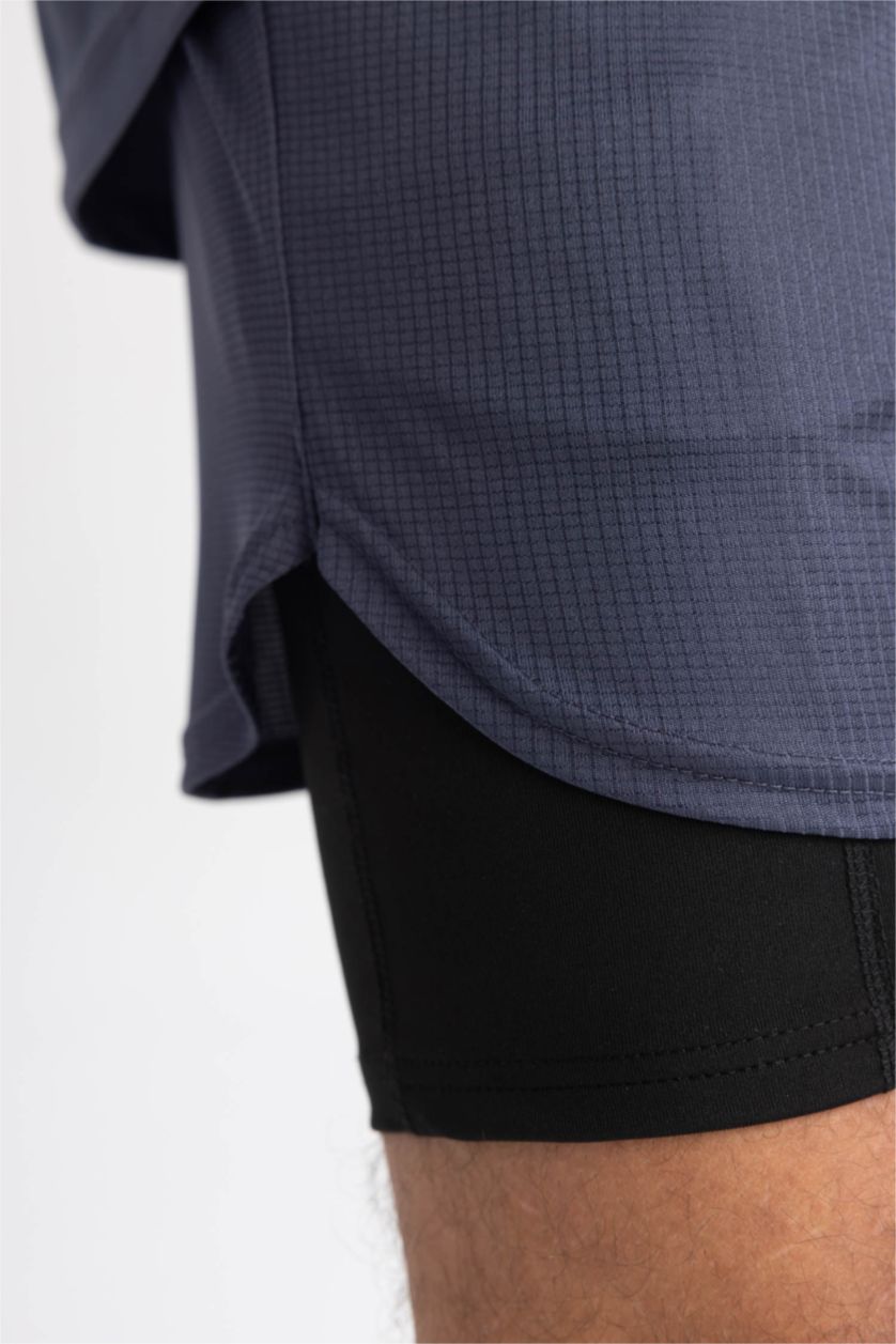 Erkek İndigo DeFactoFit Slim Fit Taytlı Spor Şort