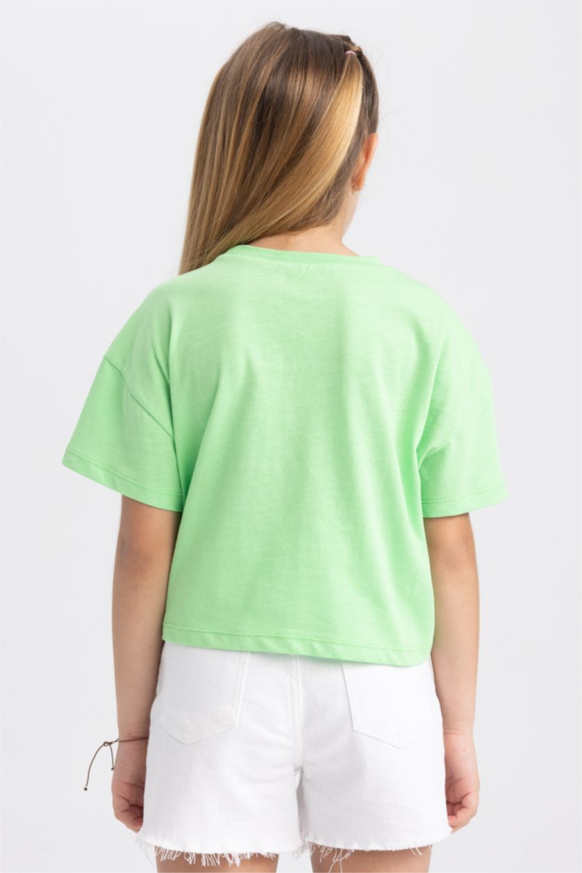 GIRLS & TEENS Light Green تيشيرت نص كم كروب