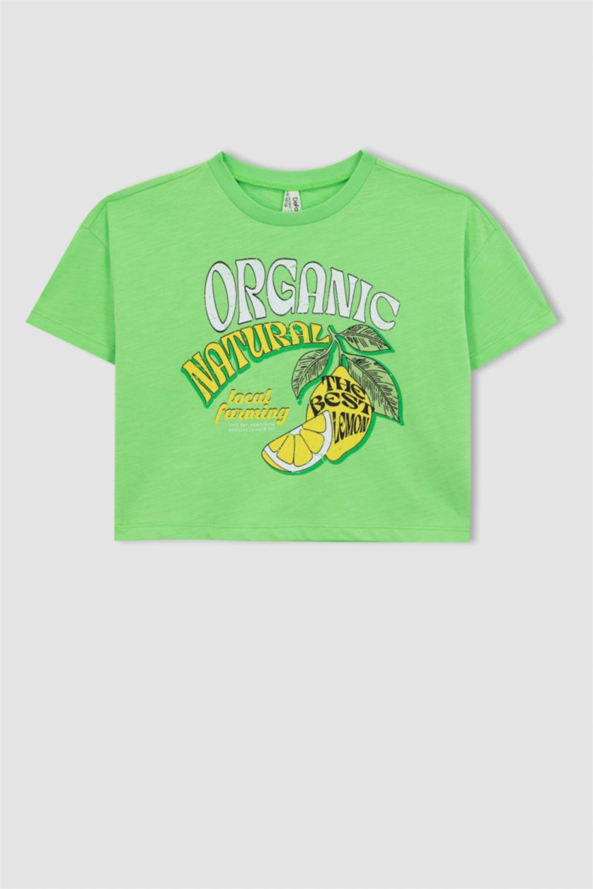 GIRLS & TEENS Light Green تيشيرت نص كم كروب