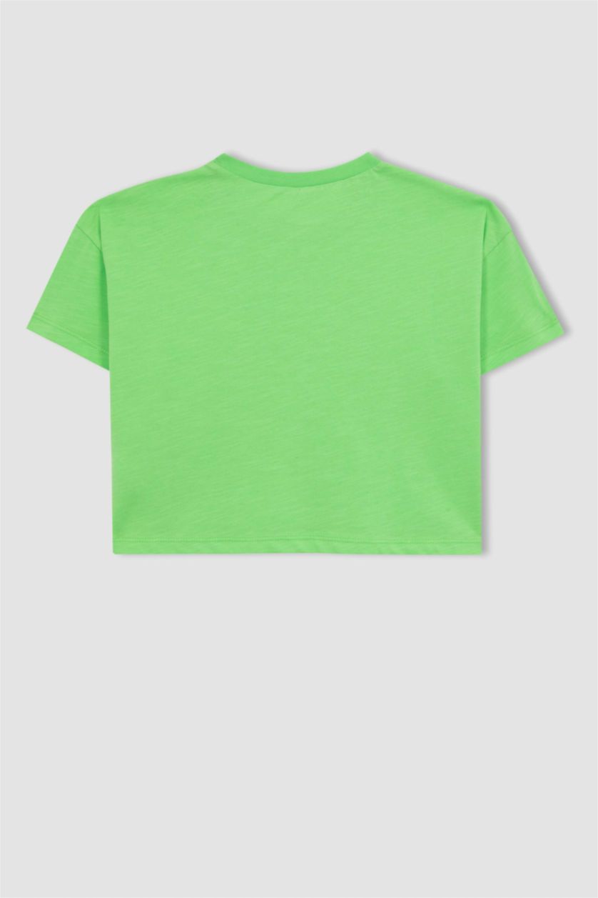 GIRLS & TEENS Light Green تيشيرت نص كم كروب
