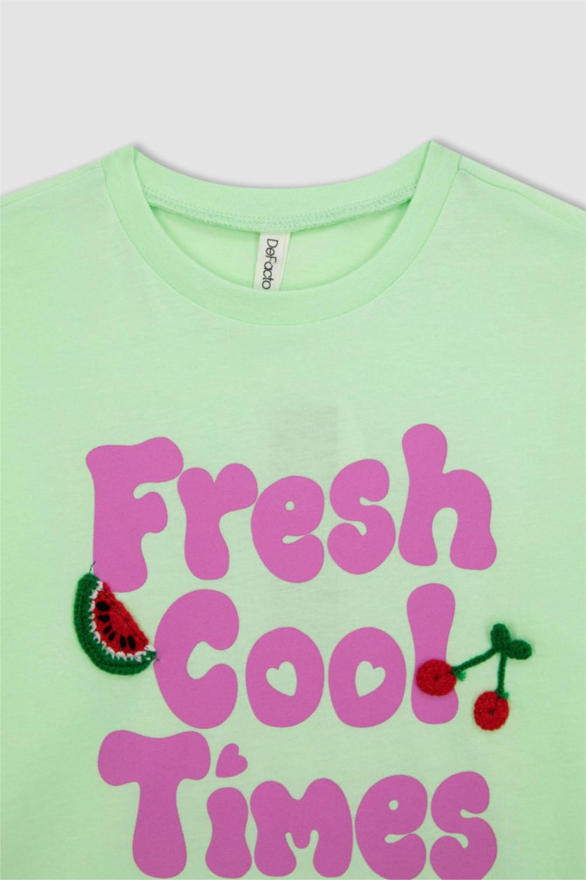 GIRLS & TEENS Light Green Regular Fit Short Sleeve T-Shirt