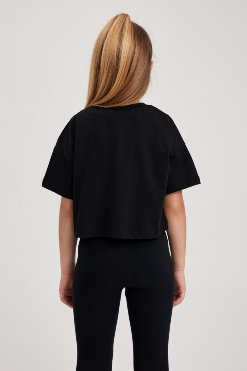 بنات أسود طقم بناتي تي شيرت اندرشيرت بقصة عادية - قطعتين