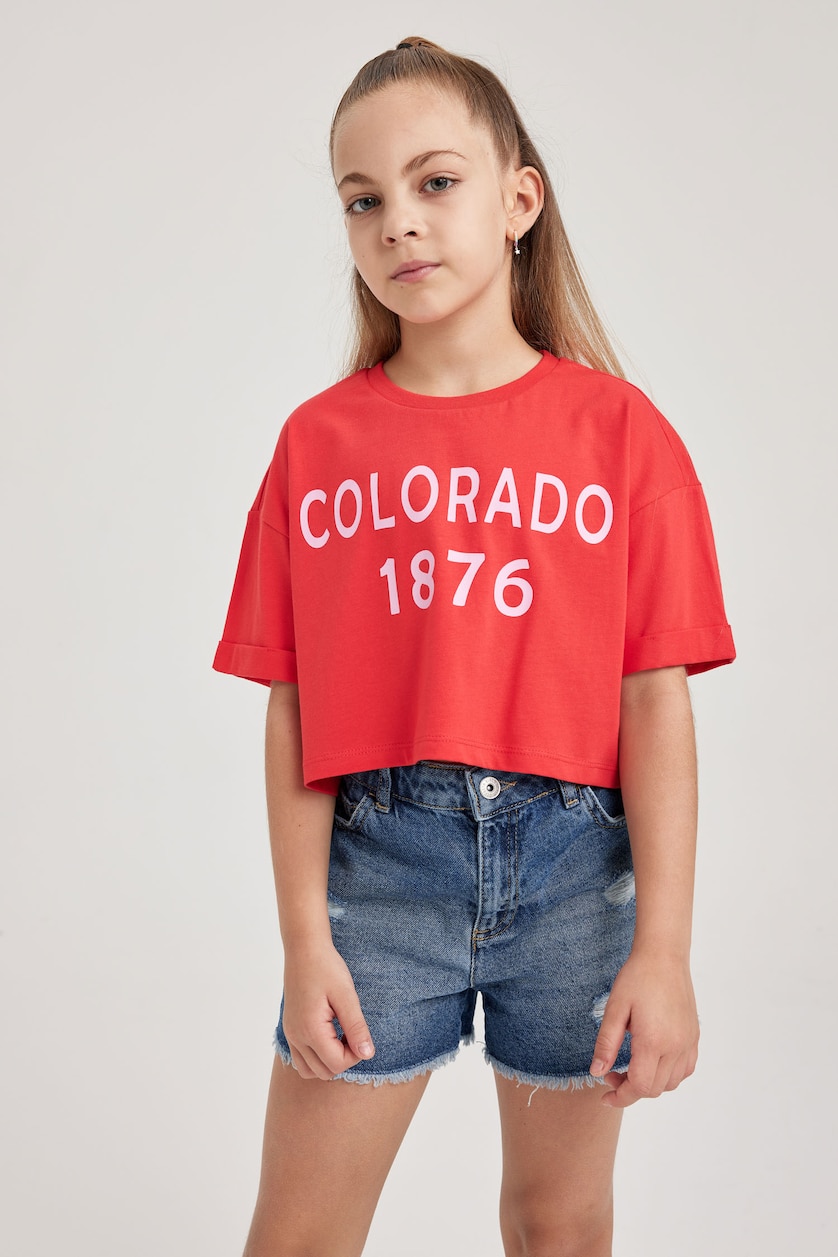 FILLES Rouge Clair T-shirt à manches courtes Fille