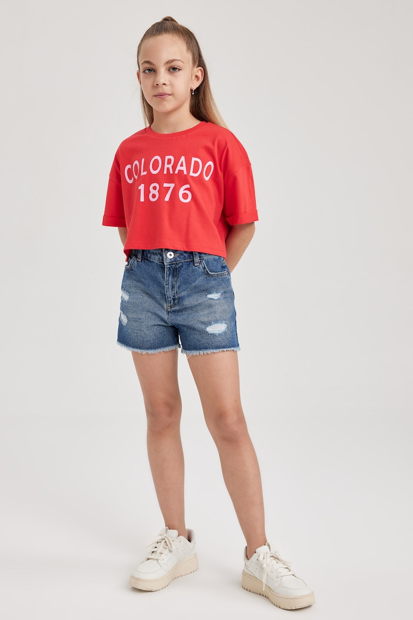 FILLES Rouge Clair T-shirt à manches courtes Fille