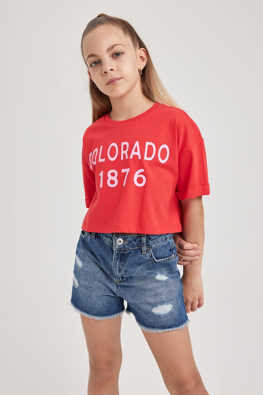 FILLES Rouge Clair T-shirt à manches courtes Fille