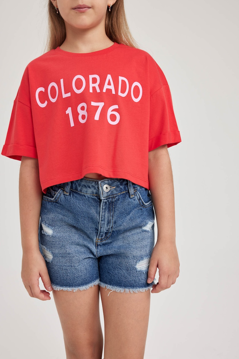 FILLES Rouge Clair T-shirt à manches courtes Fille