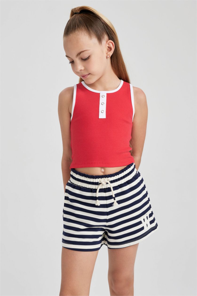 بناتي أحمر كروب توب بناتي بأزرار