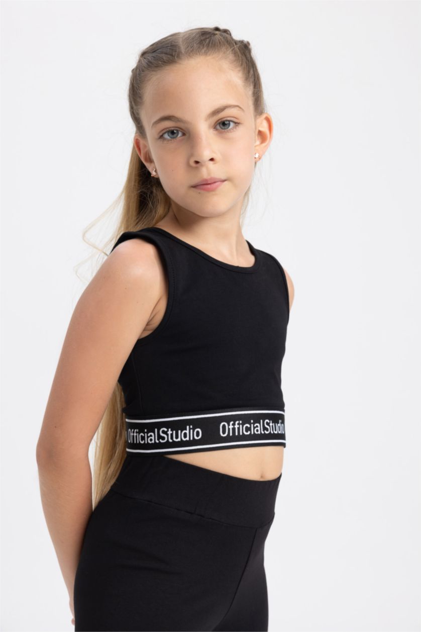 Kız Çocuk - Genç Kız Siyah Kız Çocuk Bra Yarım Atlet