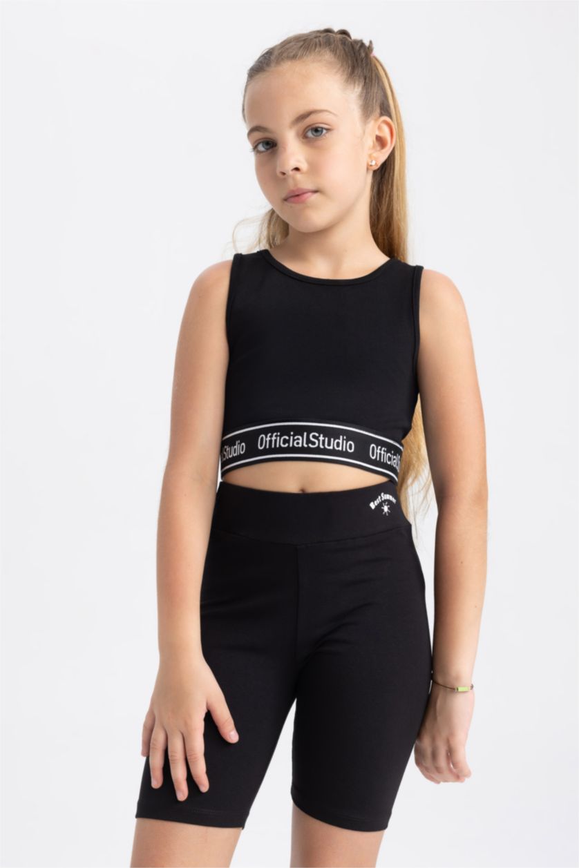 Kız Çocuk - Genç Kız Siyah Kız Çocuk Bra Yarım Atlet