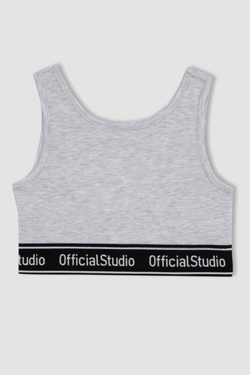 GIRLS & TEENS Grey Melange Girl Bra Half Tank
