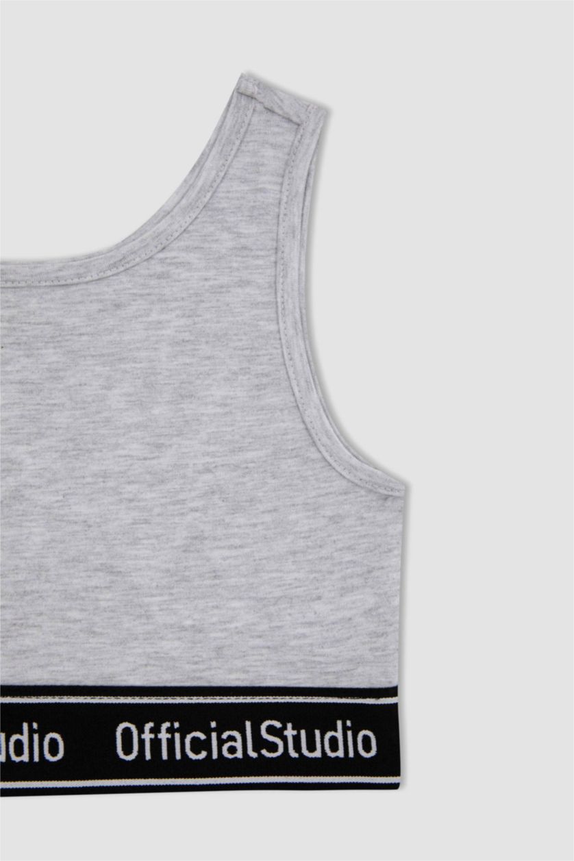 GIRLS & TEENS Grey Melange Girl Bra Half Tank
