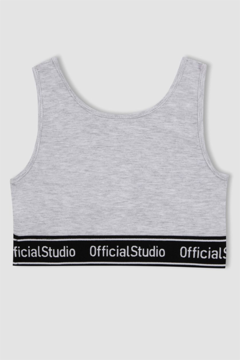 GIRLS & TEENS Grey Melange Girl Bra Half Tank