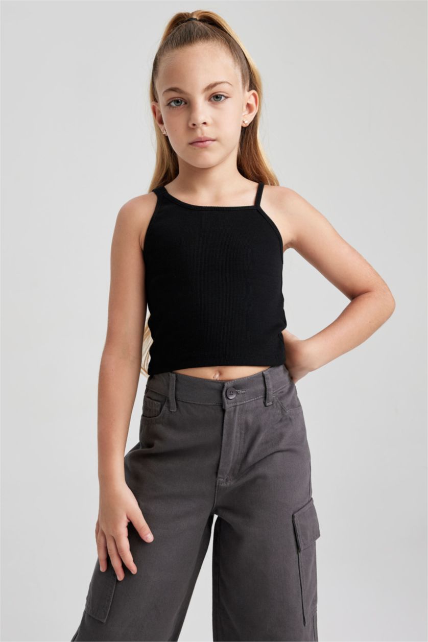 GIRLS & TEENS Black Girl Crop Camisole Tank Top