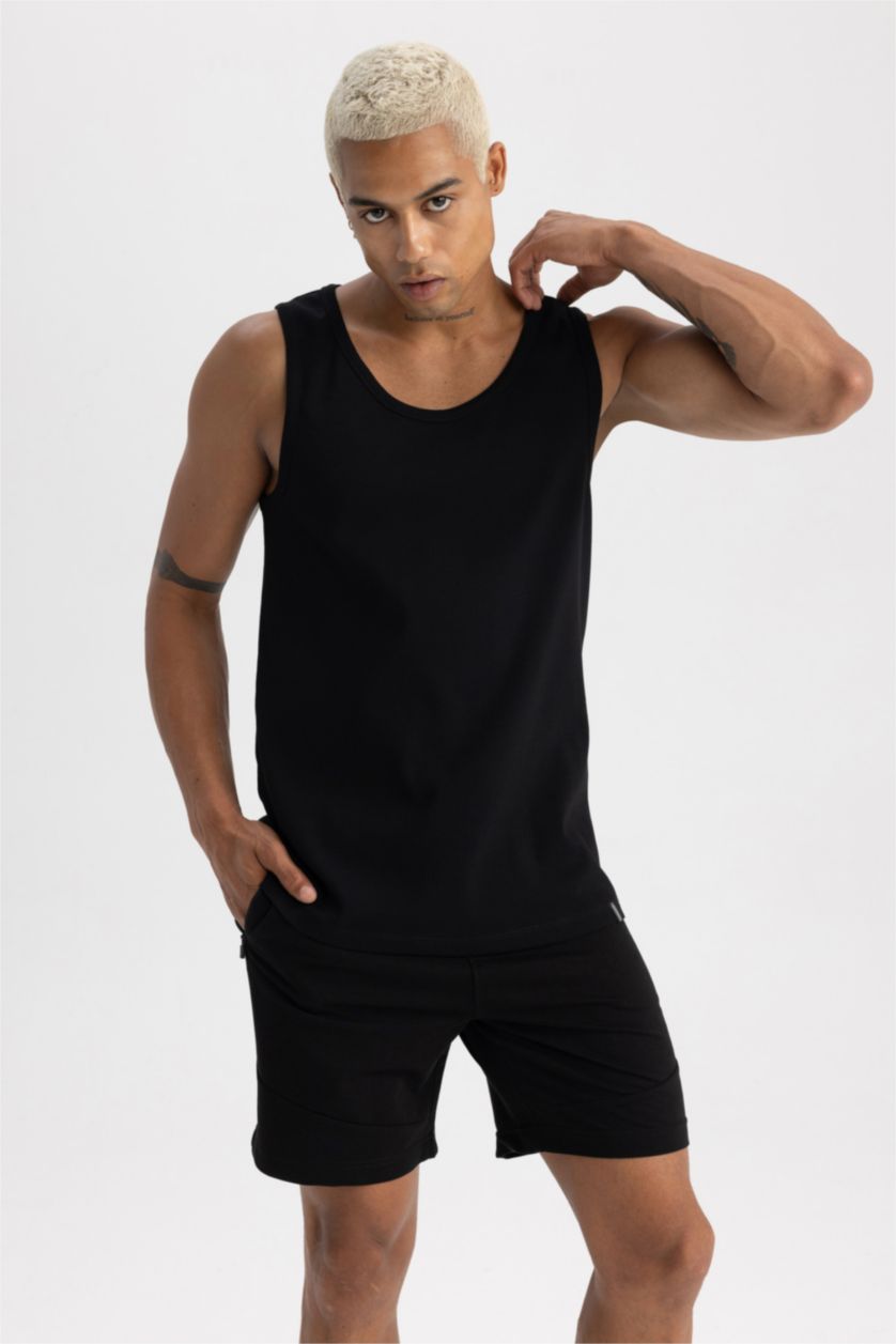 Erkek Siyah Slım Fıt Ribana Atlet