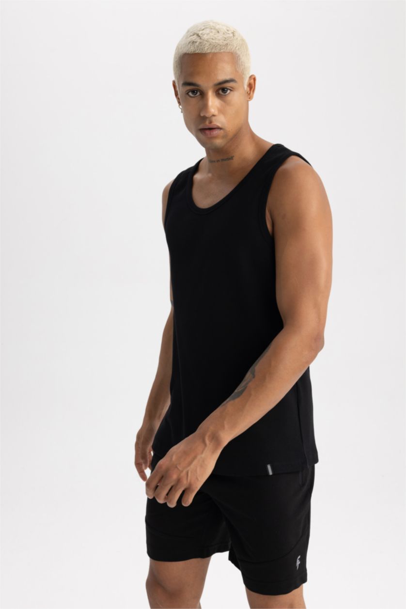 Erkek Siyah Slım Fıt Ribana Atlet