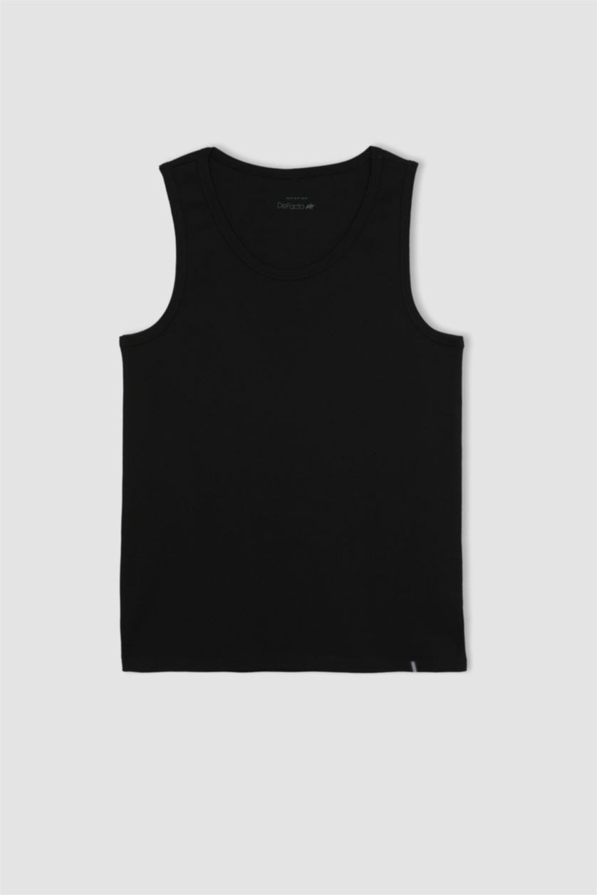 Erkek Siyah Slım Fıt Ribana Atlet