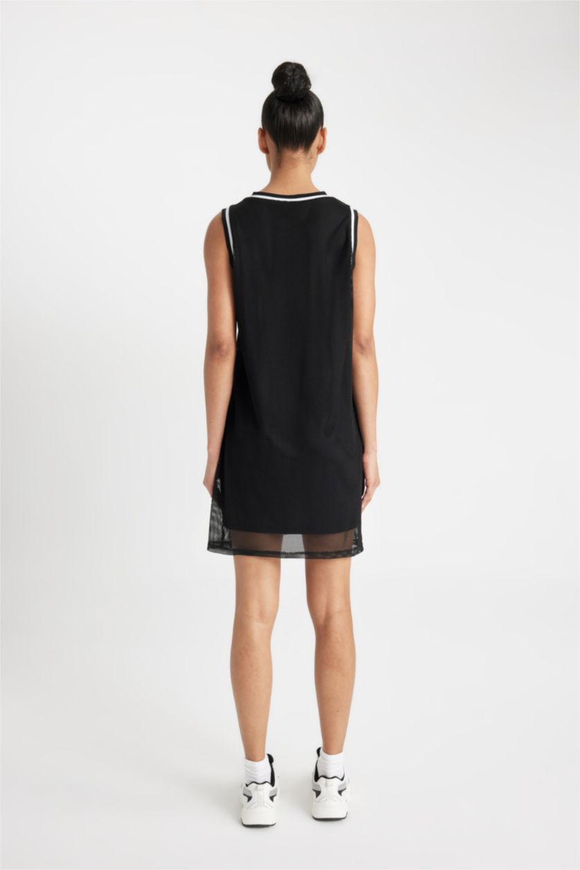 حريمي أسود فستان برقبة V